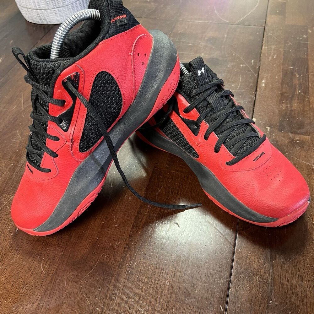 Under Armour UA Lockdown 6‎ Basketball Shoes 6.5Y Red Black